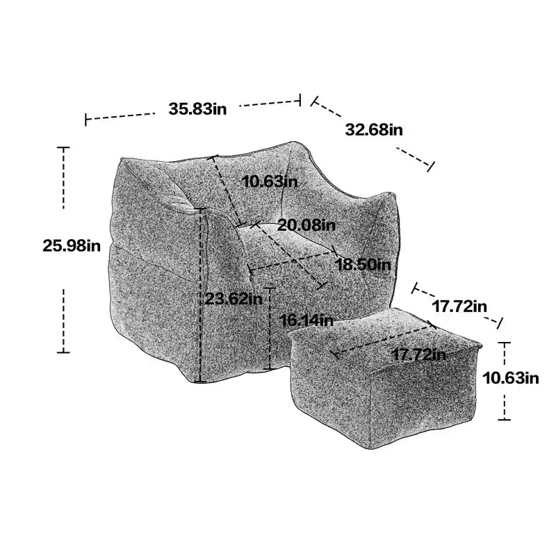 MAYEERTY Fauteuil Poire/Pouf Repose-Pieds pour Adultes/Enfants (Utilisation Intérieure/Extérieure)