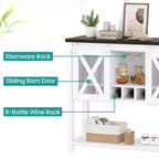 YESFASHION Buffet de ferme avec rangement, table de bar à café avec porte coulissante en maille métallique de grange, buffet de cuisine avec étagère inférieure