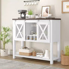 YESFASHION Buffet de ferme avec rangement, table de bar à café avec porte coulissante en maille métallique de grange, buffet de cuisine avec étagère inférieure