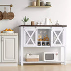 YESFASHION Buffet de ferme avec rangement, table de bar à café avec porte coulissante en maille métallique de grange, buffet de cuisine avec étagère inférieure