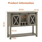 YESFASHION Buffet de ferme avec rangement, table de bar à café avec porte coulissante en maille métallique de grange, buffet de cuisine avec étagère inférieure