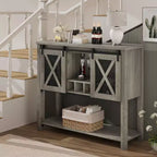 YESFASHION Buffet de ferme avec rangement, table de bar à café avec porte coulissante en maille métallique de grange, buffet de cuisine avec étagère inférieure