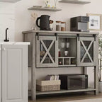 YESFASHION Buffet de ferme avec rangement, table de bar à café avec porte coulissante en maille métallique de grange, buffet de cuisine avec étagère inférieure