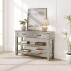 47.2 2 Tier Entryway Console Table with 2 Storage Drawers, 3 Tier Farmhouse Wooden Sofa Table, for Entryway, Living Room
