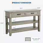 Console de table d'entrée à 2 niveaux de 47,2 po avec 2 tiroirs de rangement, table de canapé en bois de ferme à 3 niveaux, pour entrée, salon