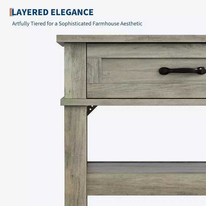 Console de table d'entrée à 2 niveaux de 47,2 po avec 2 tiroirs de rangement, table de canapé en bois de ferme à 3 niveaux, pour entrée, salon
