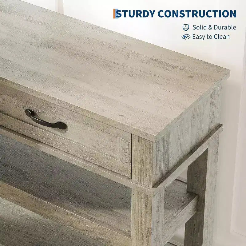 Console de table d'entrée à 2 niveaux de 47,2 po avec 2 tiroirs de rangement, table de canapé en bois de ferme à 3 niveaux, pour entrée, salon