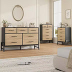 Commode haute 38,6 po, Commode 4 tiroirs pour chambre, Commode de rangement en bois, Rangement autoportant, pour salon, chambre à coucher