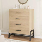 Commode haute 38,6 po, Commode 4 tiroirs pour chambre, Commode de rangement en bois, Rangement autoportant, pour salon, chambre à coucher
