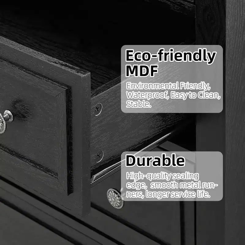 Commode Acekool 48 haute blanche, commode 5 tiroirs pour chambre à coucher, armoire de rangement vintage pour dressing, salon, couloir