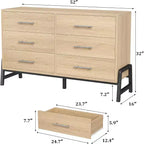 Commode à 6 tiroirs, Meuble TV, Armoire de rangement en bois à tiroirs larges sur pied pour salon, chambre, entrée