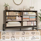 Commode à 6 tiroirs, Meuble TV, Armoire de rangement en bois à tiroirs larges sur pied pour salon, chambre, entrée