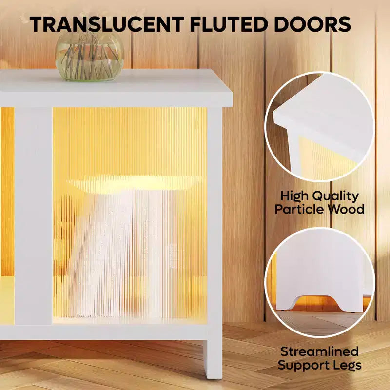 Meuble TV Pinmoco 55 pouces à LED pour téléviseurs jusqu'à 65'', meuble TV extensible côte à côte ou empilable avec rangement