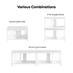 Meuble TV Pinmoco 55 pouces à LED pour téléviseurs jusqu'à 65'', meuble TV extensible côte à côte ou empilable avec rangement