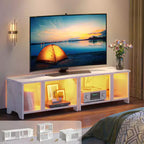 Meuble TV Pinmoco 55 pouces à LED pour téléviseurs jusqu'à 65'', meuble TV extensible côte à côte ou empilable avec rangement