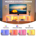 Meuble TV Pinmoco 55 pouces à LED pour téléviseurs jusqu'à 65'', meuble TV extensible côte à côte ou empilable avec rangement