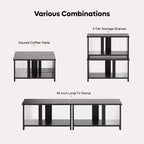 Meuble TV Pinmoco 55 pouces à LED pour téléviseurs jusqu'à 65'', meuble TV extensible côte à côte ou empilable avec rangement