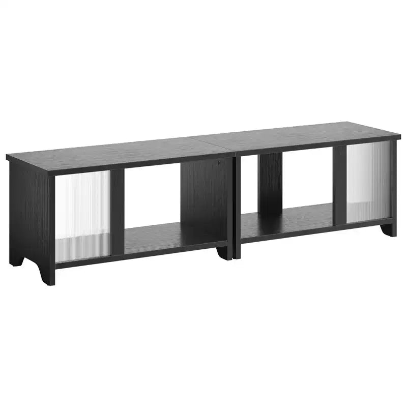 Meuble TV Pinmoco 55 pouces à LED pour téléviseurs jusqu'à 65'', meuble TV extensible côte à côte ou empilable avec rangement