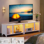 Meuble TV Pinmoco 55 pouces à LED pour téléviseurs jusqu'à 65'', meuble TV extensible côte à côte ou empilable avec rangement