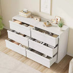 Commode Garvee à 6 tiroirs pour chambre à coucher, organisateur double commode blanc avec poignées concaves, commode moderne pour chambre à coucher, salon, chambre d'enfant