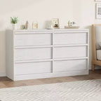 Commode Garvee à 6 tiroirs pour chambre à coucher, organisateur double commode blanc avec poignées concaves, commode moderne pour chambre à coucher, salon, chambre d'enfant