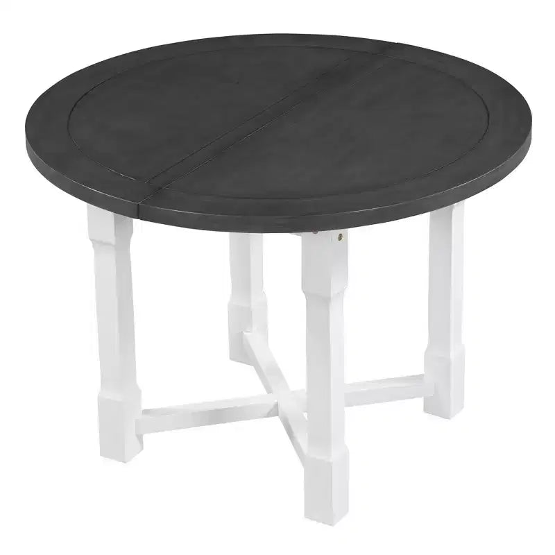 Ensemble de salle à manger extensible 5 pièces Whisen pour 4, table à manger ronde pour 4 avec chaises rembourrées