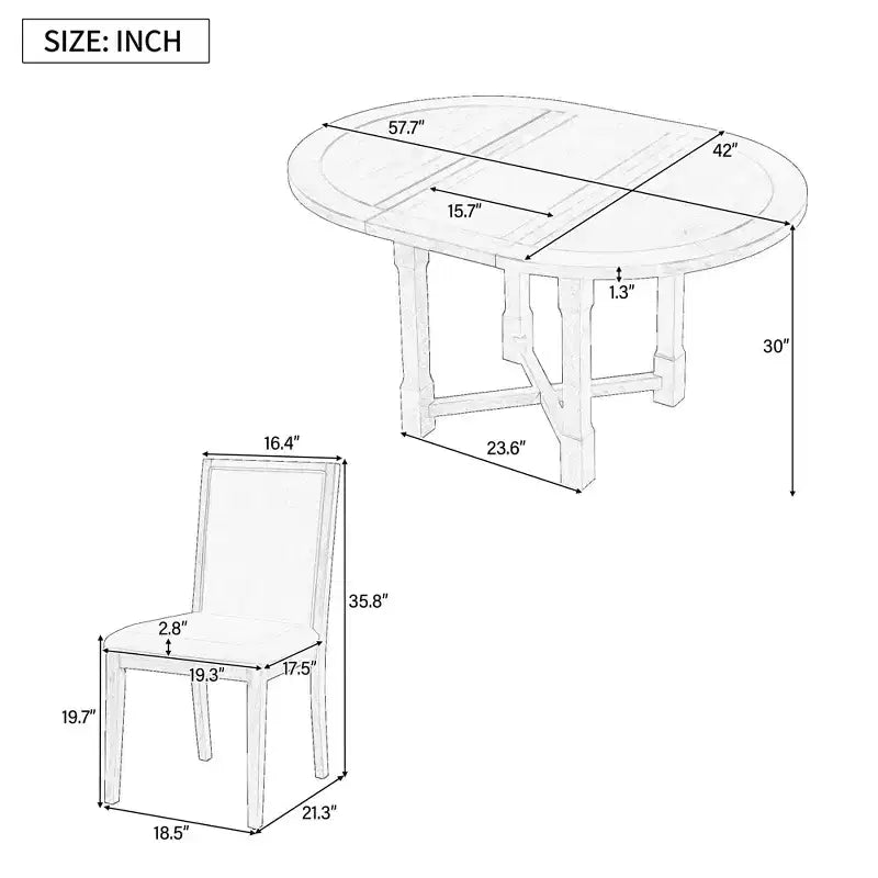 Ensemble de salle à manger extensible 5 pièces Whisen pour 4, table à manger ronde pour 4 avec chaises rembourrées