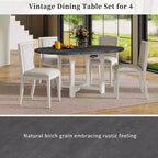 Ensemble de salle à manger extensible 5 pièces Whisen pour 4, table à manger ronde pour 4 avec chaises rembourrées