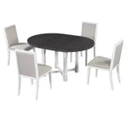Ensemble de salle à manger extensible 5 pièces Whisen pour 4, table à manger ronde pour 4 avec chaises rembourrées