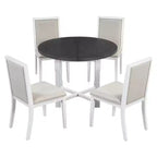 Ensemble de salle à manger extensible 5 pièces Whisen pour 4, table à manger ronde pour 4 avec chaises rembourrées