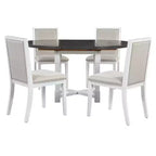 Ensemble de salle à manger extensible 5 pièces Whisen pour 4, table à manger ronde pour 4 avec chaises rembourrées