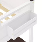 Lit mezzanine Whisen Queen Size avec bureau, étagère ouverte et boîte de rangement, station de charge USB - Blanc