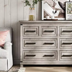 Commode à 8 tiroirs pour chambre à coucher, meuble de rangement/meuble TV vintage, commode en bois rustique, salon, couloir