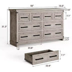 Commode à 8 tiroirs pour chambre à coucher, meuble de rangement/meuble TV vintage, commode en bois rustique, salon, couloir