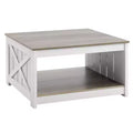 VEVOR 31.5 Farmhouse Coffee Table, Square Coffee Table with Open Storage Compartment, Wooden Rustic Cocktail Table for Living Room, Bedroom