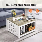 Table basse de ferme VEVOR de 80 cm, table basse carrée avec compartiment de rangement ouvert, table basse rustique en bois pour salon, chambre
