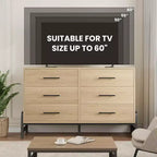 Commode large de 52 po, commode de chambre à 6 tiroirs, coffre de rangement en bois, armoire à 6 tiroirs, pour salon, chambre, entrée