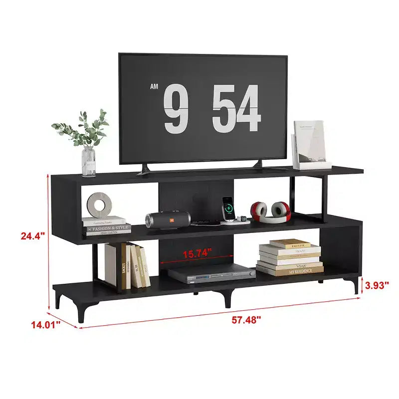 Meuble TV pour téléviseurs jusqu'à 65 pouces, meuble de divertissement avec prise de courant, console TV et multimédia