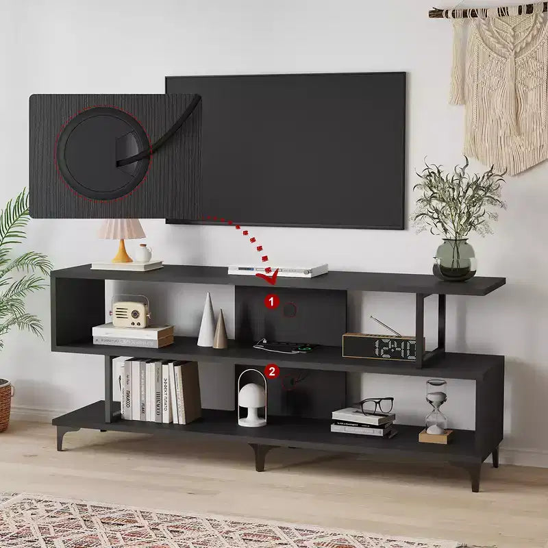 Meuble TV pour téléviseurs jusqu'à 65 pouces, meuble de divertissement avec prise de courant, console TV et multimédia