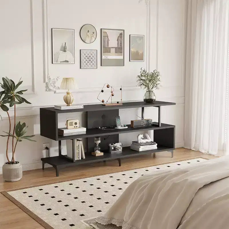 Meuble TV pour téléviseurs jusqu'à 65 pouces, meuble de divertissement avec prise de courant, console TV et multimédia