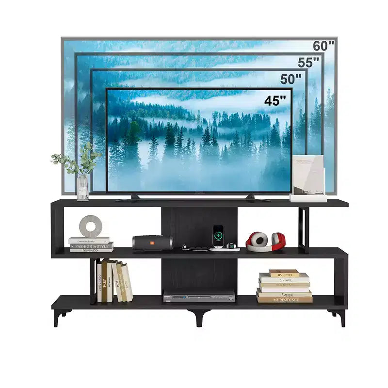 Meuble TV pour téléviseurs jusqu'à 65 pouces, meuble de divertissement avec prise de courant, console TV et multimédia