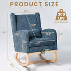 Hyleory Rocking Chair en Chenille avec Repose-pieds Rétractable, Pieds en Bois Massif, Long Patin Antidérapant, Soutien Lombaire et Poche Latérale