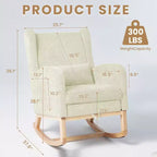 Hyleory Rocking Chair en Chenille avec Repose-pieds Rétractable, Pieds en Bois Massif, Long Patin Antidérapant, Soutien Lombaire et Poche Latérale
