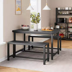 Ensemble table à manger pour 4, table de cuisine avec bancs, ensemble table de salle à manger rectangulaire avec 2 bancs rembourrés, ensemble table à manger 3 pièces