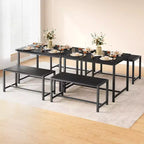 Ensemble table à manger pour 4, table de cuisine avec bancs, ensemble table de salle à manger rectangulaire avec 2 bancs rembourrés, ensemble table à manger 3 pièces