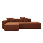 Canapé modulable 5 places, tissu laine d'agneau avec méridienne amovible, taille appartement