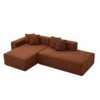 Canapé modulable 5 places, tissu laine d'agneau avec méridienne amovible, taille appartement