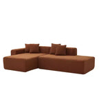 Canapé modulable 5 places, tissu laine d'agneau avec méridienne amovible, taille appartement