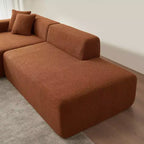Canapé modulable 5 places, tissu laine d'agneau avec méridienne amovible, taille appartement