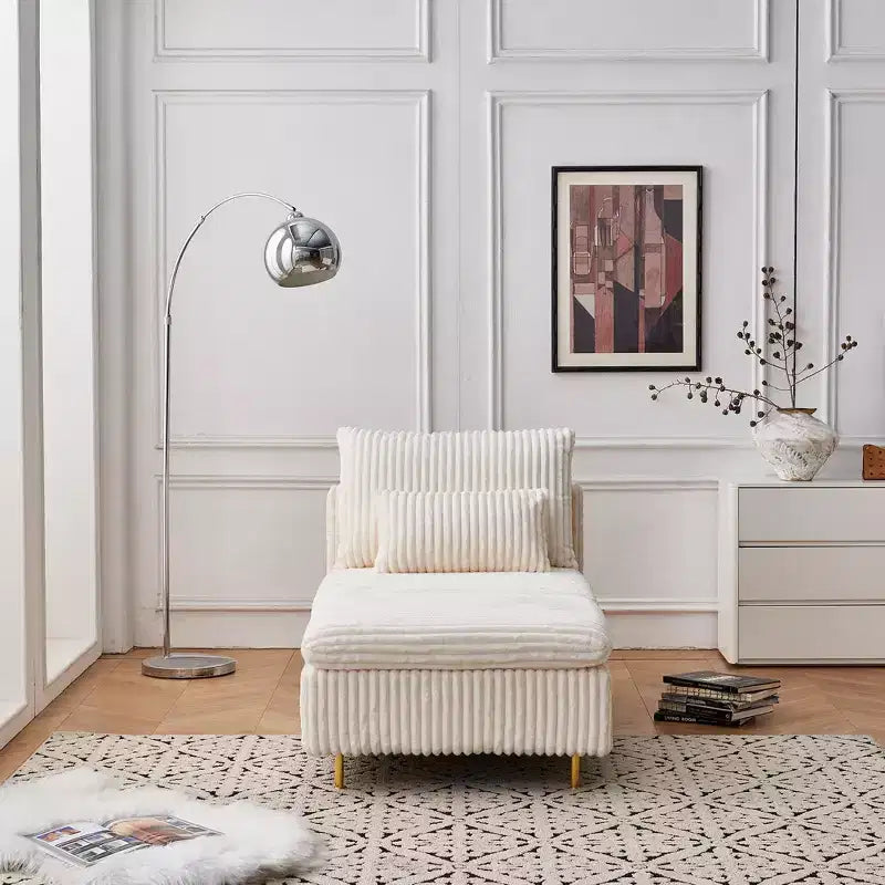 Fauteuil en velours côtelé avec ottoman, fauteuil de canapé convertible compact pour dortoirs/appartements